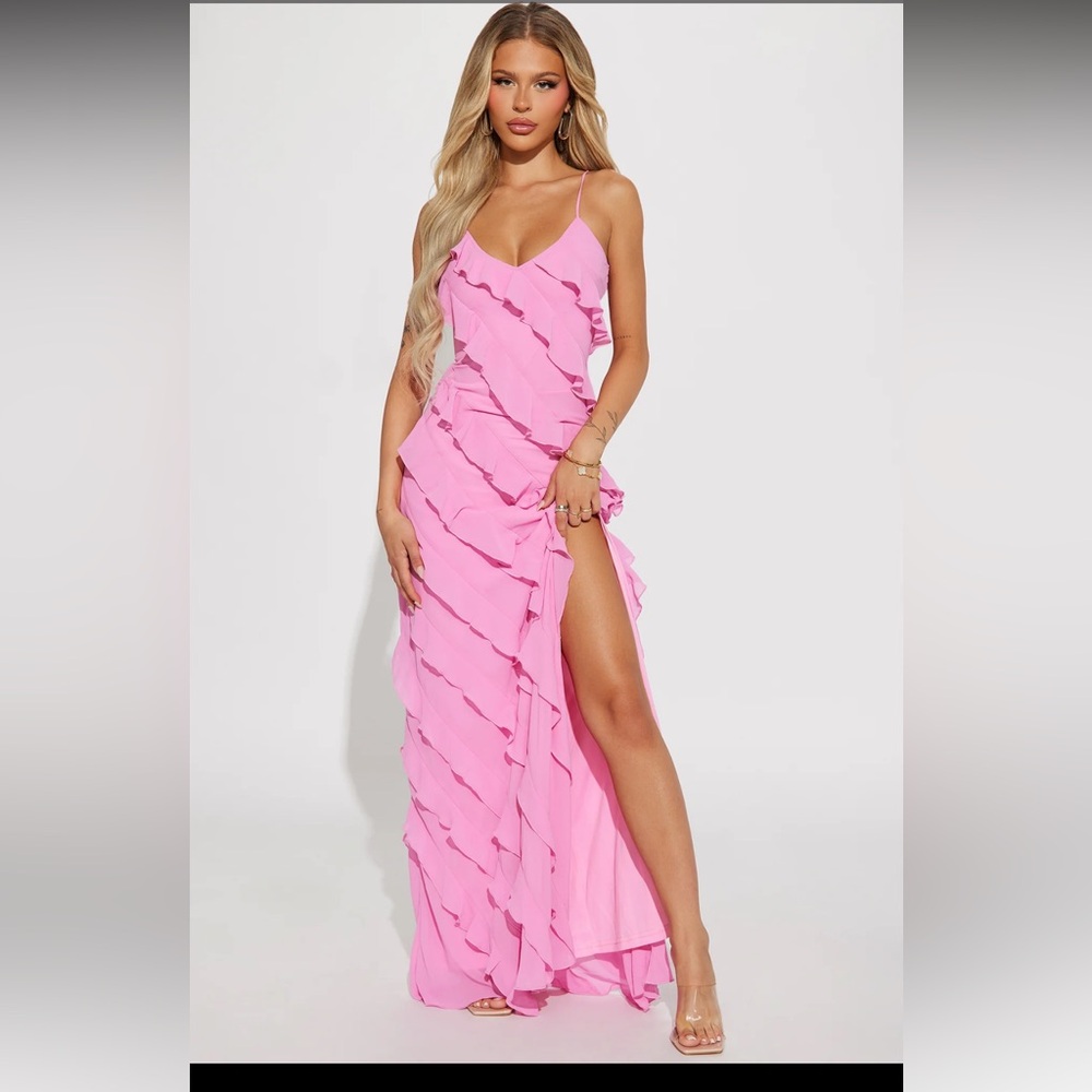 Fashion nova pink ruffle dress